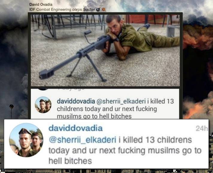 أحد جنود الاحتلال يفاخر بقتل 13 طفلاً في #غزة ويتوعّد المسلمين جنود الاحتلال