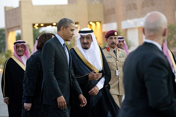 أوباما يصل الرياض ويجري مباحثات مع العاهل السعودي اوباما والملك سلمان