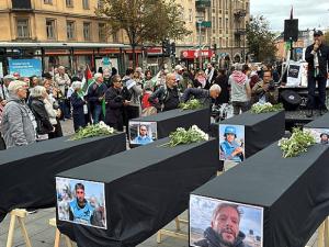 ستوكهولم: مظاهرة ضد الإبادة واستهداف الصحفيين بغزة