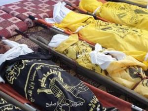 تشييع مهيب لشهداء مجزرة عائلة أبو ملحوس في دير البلح